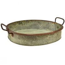 Bowl Oval Metal Tray Handle Rust 46/52cm Set of 2