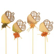Product Flower sticks wooden acorns decoration autumn 7x10cm 12pcs
