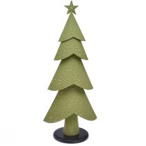 Product Christmas tree metal wood silver green stars vintage H75cm