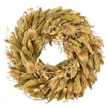 Product Dried wreath thistles millet yellow olive green Ø28cm