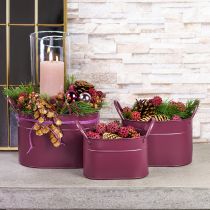 Product Planter metal oval plant pot purple 24/21/18cm set of 3