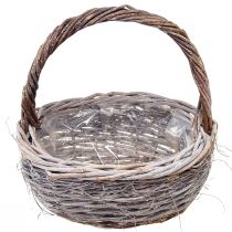 Product Wicker basket with handle oval natural white L32/40cm – set of 2