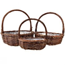 Product Rustic wicker basket set with handles – 3 sizes (36cm, 31cm, 26cm) – Versatile storage and decoration – Set of 3