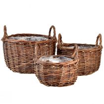 Versatile set of round wicker baskets with handles – 3 sizes (30cm, 26cm, 20cm) – Perfect for storage and home decoration – Set of 3