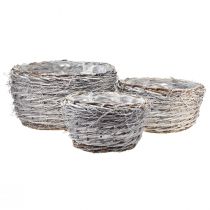 Product Rustic wicker basket set – 3 sizes (40cm, 33cm, 26cm) – Ideal for decoration and storage in country style – Set of 3