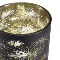 Product Elegant glass lantern with fireworks design – black and gold, 9 cm – ideal decoration for festive occasions – 6 pieces