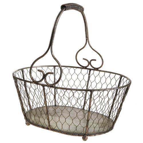 Floristik24 Wire basket antique look basket with handle metal basket 28×23×12cm