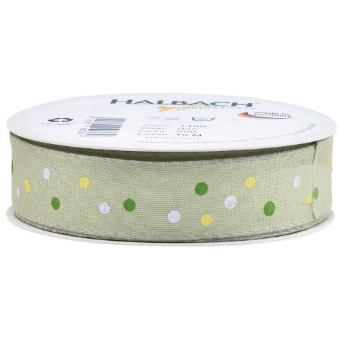 Product Gift ribbon with dots ribbon green 25mm 18m