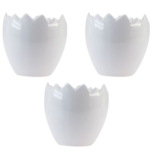 Floristik24 Flower pot ceramic egg white planter Ø11.5cm H11.5cm 3pcs