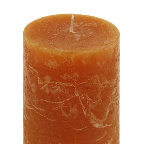 Product Pillar candles dark orange through-dyed Sunset 60x100mm 4pcs