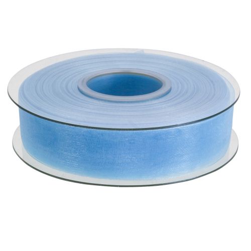 Product Organza ribbon gift ribbon light blue ribbon blue selvage 25mm 50m