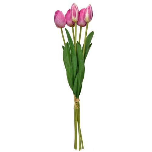 Floristik24 Pink Tulips Decoration Real Touch Artificial Flowers Spring 49cm 5 pcs