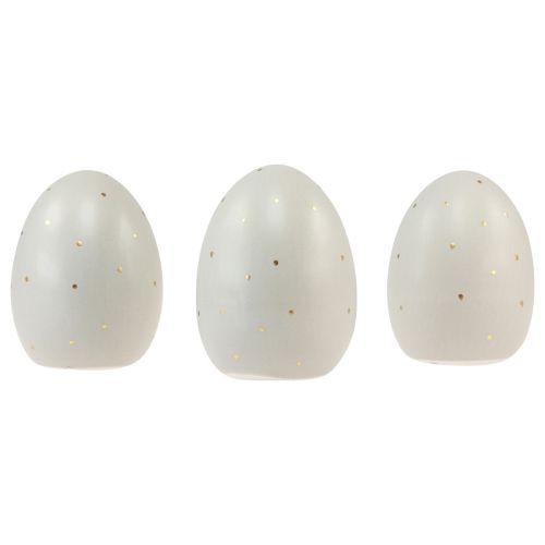 Product Ceramic Easter Eggs Decoration Grey Gold with Dots 8.5cm 3pcs