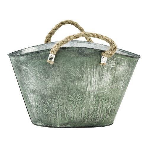 Product Flower pot with handles bag metal jute 24.5×17×15.5cm