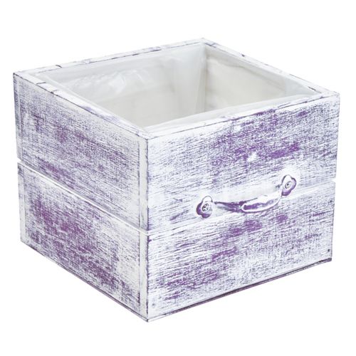 Product Plant drawer with handle purple white wood 12/15cm set of 2