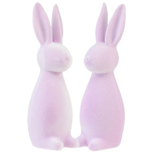 Decorative bunnies flocked Easter bunnies purple light 8×10×29cm 2pcs
