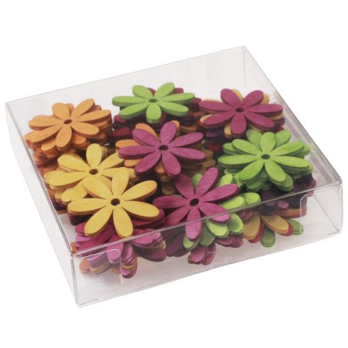 Product Scatter decoration wooden flowers table decoration summer colorful Ø4cm 72 pcs