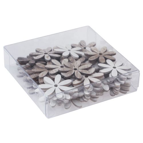 Product Scatter decoration wooden flowers table decoration natural white Ø4cm 72 pcs