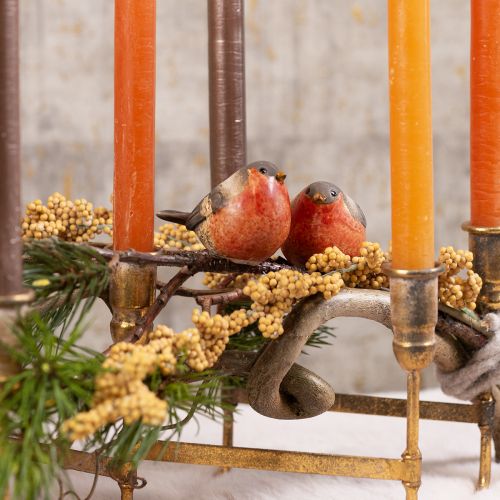 Ceramic Robin Decorations – Red and Natural Tones, 5.4 cm – Perfect for Garden and Home – 4pcs
