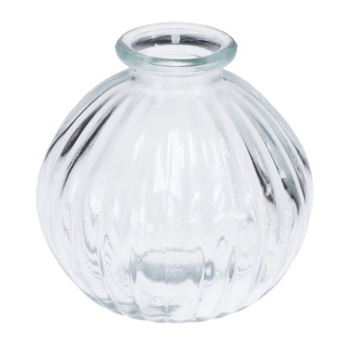 Floristik24 Small glass vase ball vase vase clear grooves Ø8.5cm H8cm