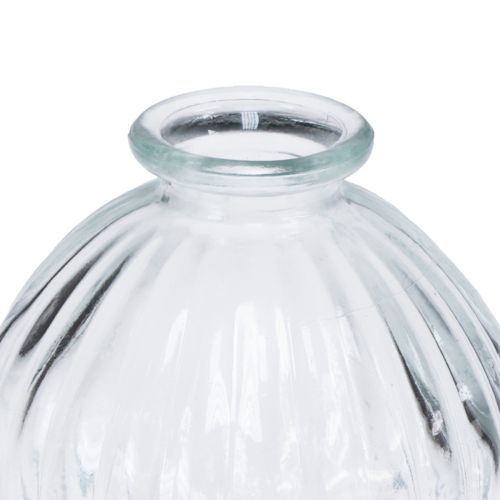 Floristik24 Small glass vase ball vase vase clear grooves Ø8.5cm H8cm