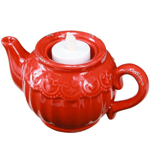 Tealight Holder Ceramic Red Teapot Decoration 15.5×9.5×8cm 3 pcs