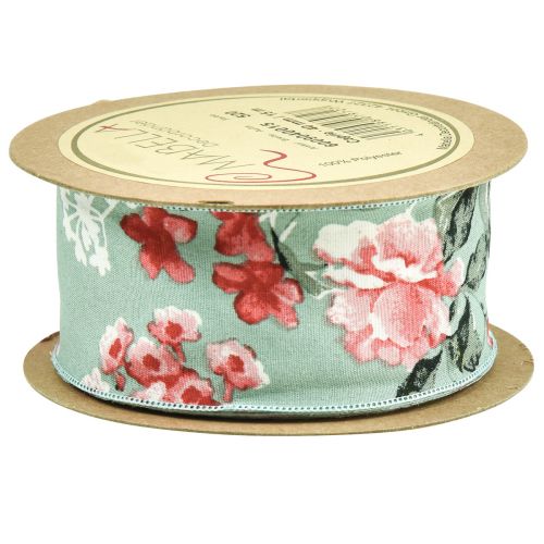 Product Gift ribbon flowers fabric ribbon turquoise red 40mm 15m