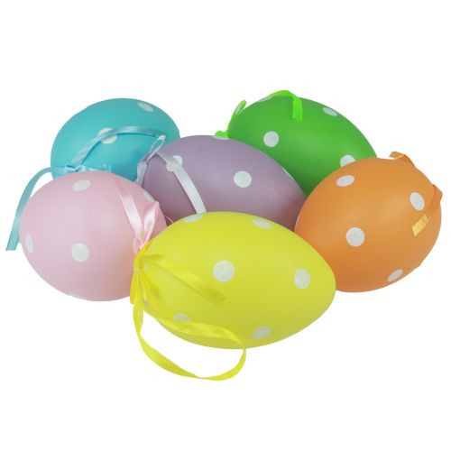 Product Easter eggs hanging plastic eggs with dots 8x11,5cm 6pcs