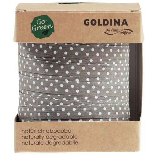 Product Gift ribbon dotted cotton ribbon brown 10mm 100m