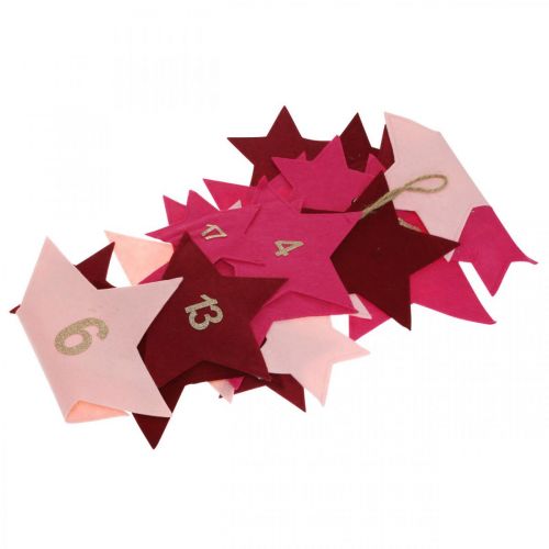 Floristik24 Advent calendar to fill yourself felt stars pink, red H2m