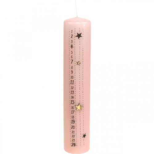 Floristik24 Advent calendar candle pink pillar candle advent 250/50mm
