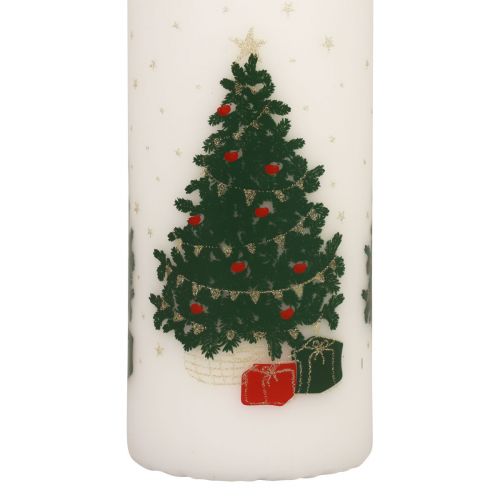 Product Advent calendar candle, Christmas pillar candle, white, 150/65mm, with numbers and Christmas tree