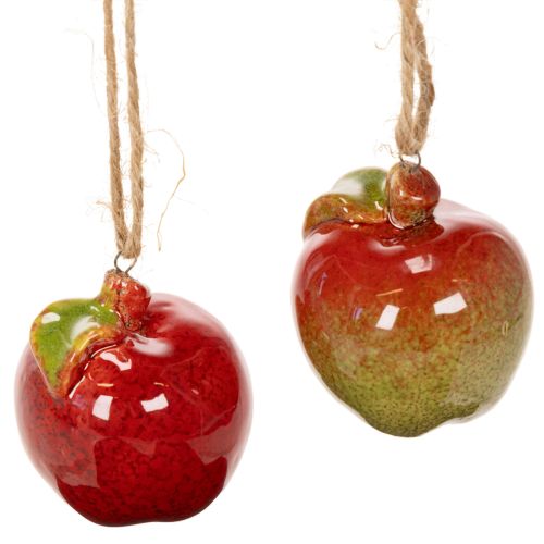Product Autumn decoration apple ceramic for hanging 5cm 4pcs