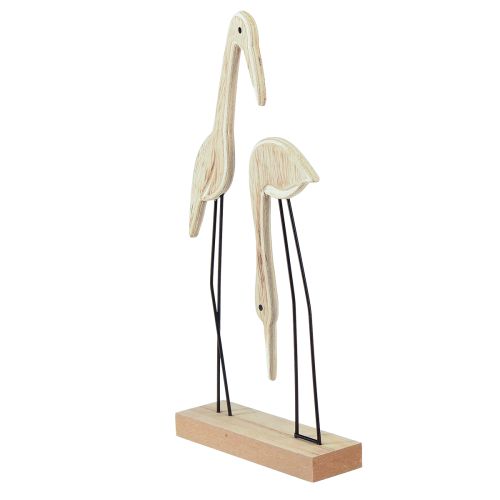 Product Stand Wooden Figure Crane Pair Natural 27.5×13cm 2 pcs