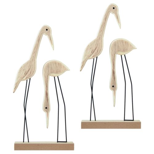 Product Stand Wooden Figure Crane Pair Natural 27.5×13cm 2 pcs