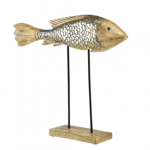 Product Wooden fish with metal decor fish decoration 35x7x29,5cm