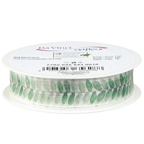 Product Ribbon Green Leaves Organza Ribbon Decorative Ribbon 25mm 18m