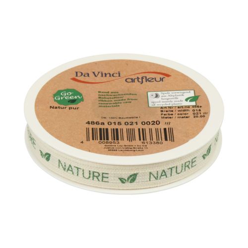 Product Gift ribbon deco ribbon cotton cream nature 15mm 20m