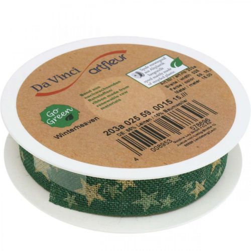 Floristik24 Gift ribbon bow ribbon with stars green gold 25mm 15m