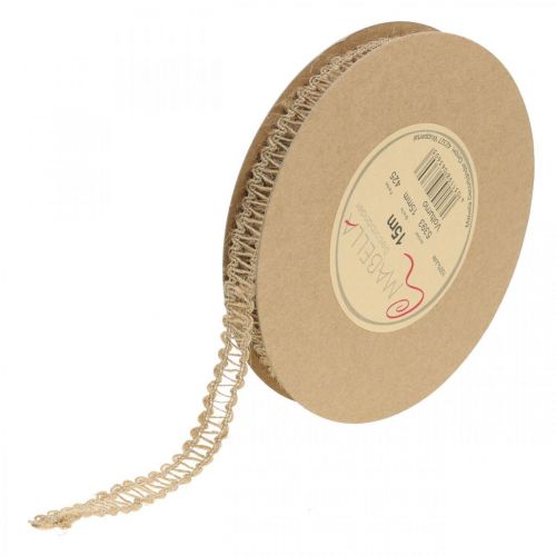 Product Natural deco ribbon, gift decoration, jute ribbon nature 15mm 15m