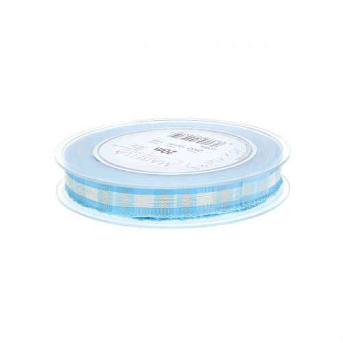 Product Deco ribbon check with wire edge blue 15mm L20m