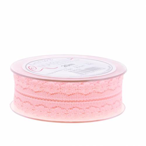 Floristik24 Lace ribbon deco ribbon pink 20m 3cm gift wrapping