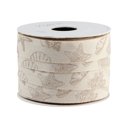 Product Decorative ribbon maritime cotton ribbon cream shells 25mm 15m