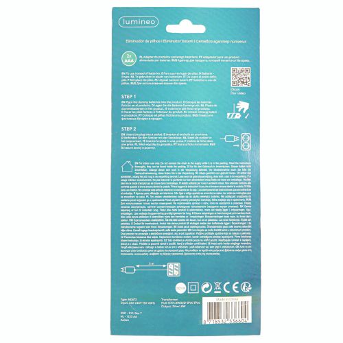 Product Battery adapter as battery replacement for 2 AAA batteries 3V