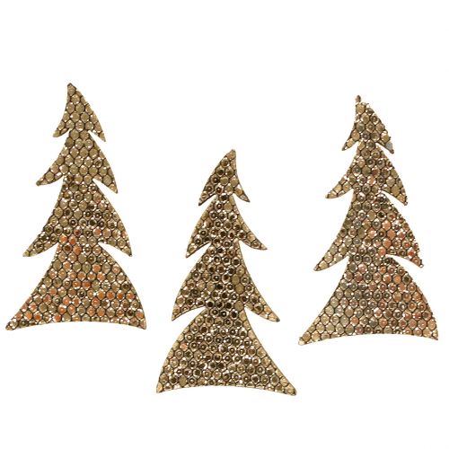 Sprinkle decoration fir wood gold 4cm 48p