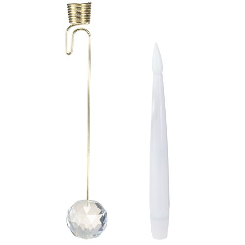 Product LED Tree Candles, Taper Candles with Crystal, Yellow Light, 31cm, 10 Pieces