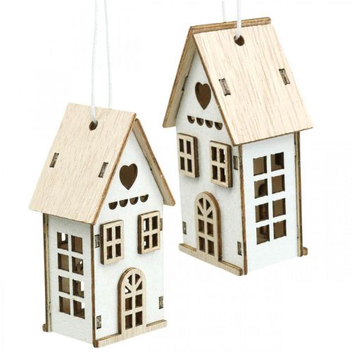 Product Christmas tree decoration, wooden house decoration H7.5cm 6 pcs