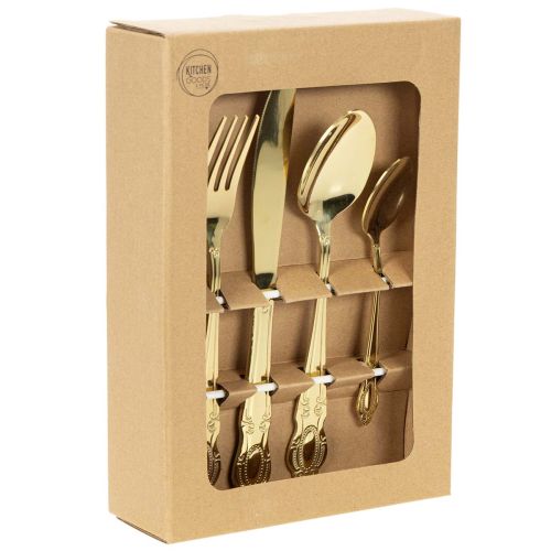 Product Gold cutlery set, 16 pieces, in a cardboard box