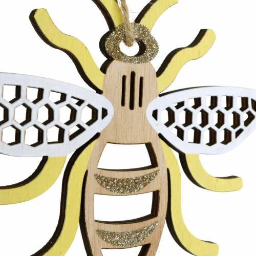 Floristik24 Decoration for hanging bees yellow, white, golden wood summer decoration 6 pieces