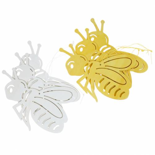 Floristik24 Wooden figure bee, spring decoration, honeybee to hang up, decorative insect 6pcs